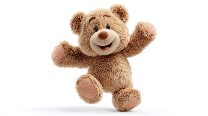 Obraz premium 3D Teddy Bear Congratulation Loop Animation on White Background Cute Celebration Concept