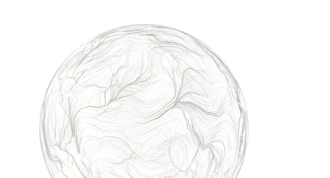 Artistic rendering of flowing lines creating a sphere-like shape, clean and minimal on wh