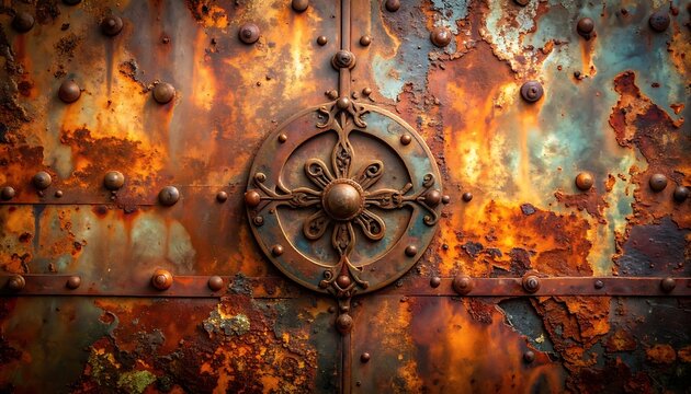 Ornate rusted metal