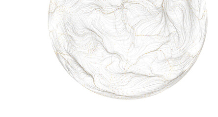 Abstract design of a sphere made of lines and dots, clean and modern on white background.