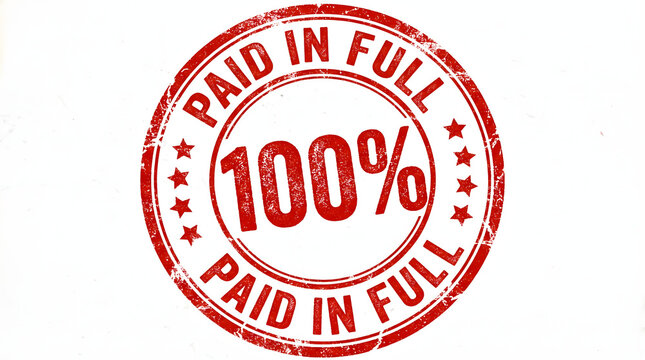 A red stamp on a white background indicating full payment