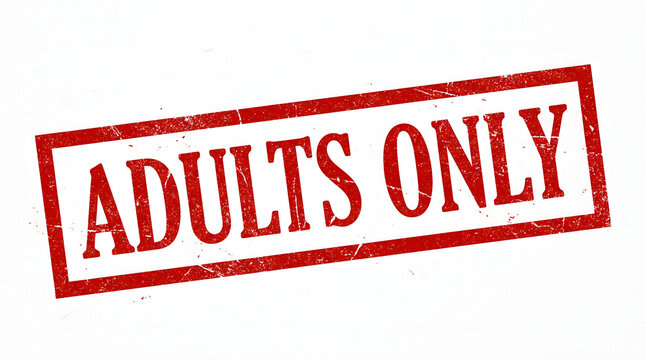 A red stamp on a white background reading Adults Only