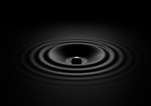 Abstract view of a dark, smooth surface with a central, subtle ripple suggesting powerful potential within a vast, silent void, monochrome, depth, background