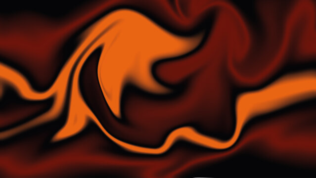 Abstract swirling orange red and black fluid gradient pattern dynamic molten lava inspired motion vector illustration design
