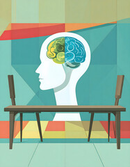 Diverse Minds: Multicultural silhouette transparent brain pattern diverse conceptual thinking mindset profile head idea intelligent smart creative