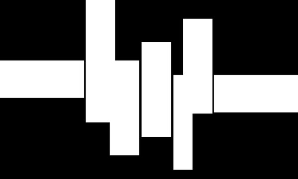 Abstract black and white geometric background with intersecting rectangular shapes in a modern minimalist style.