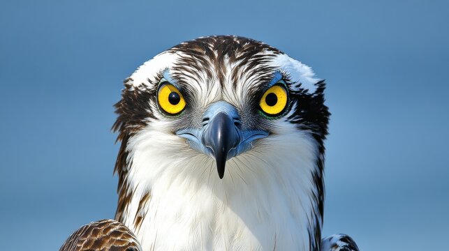 Close-up of an Osprey staring intently at the viewer