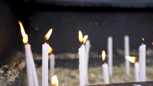 Wishing candles inside the House of the Virgin Mary shrine