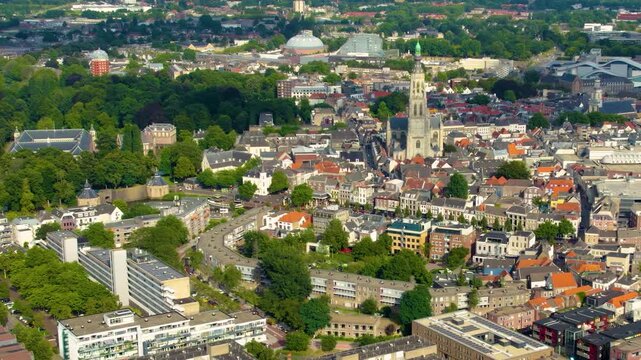 Aerial view around the city Breda in netherlands on a sunny day in summer