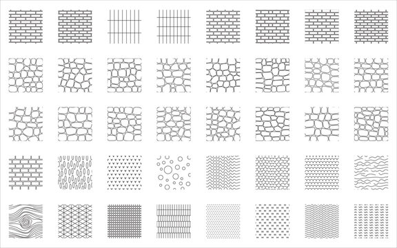 CAD Architectural Symbols and Hatch Pattern Collection Seamless Material Texture Set for Floor Plan Drafting