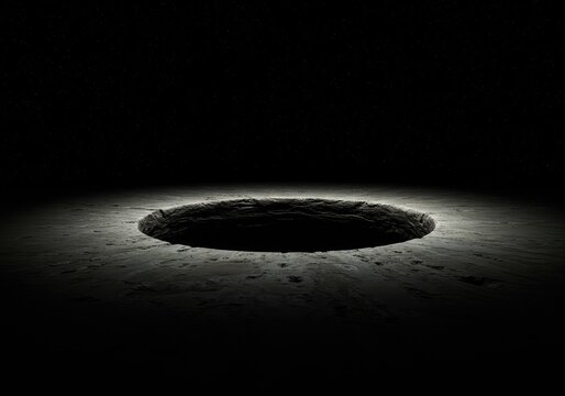 A dramatic conceptual representation of a deep, endless void or empty space, illustrating the philosophical idea of lack and nothingness, minimal, negative, void
