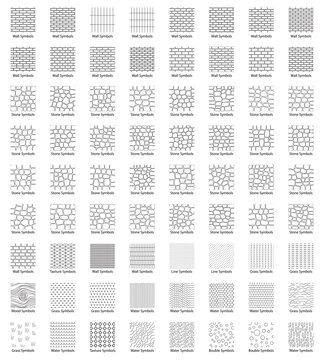 Architectural CAD Hatch Patterns Set seamless construction Material Symbols Floor Plan Texture Collection