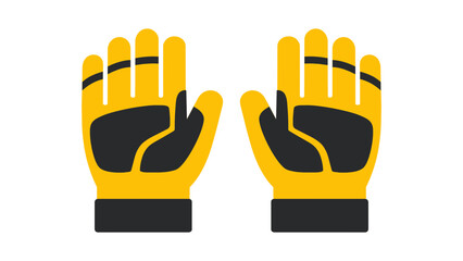 Pair of yellow and black padded work gloves vector icon illustration. Modern flat design of protective industrial safety gear for construction, gardening, and manual labor isolated on white. © Rahul