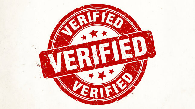 A red verified stamp on a white background with a bold design