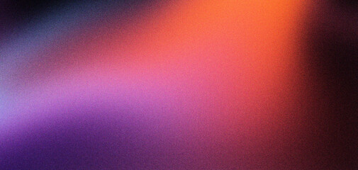 Vibrant gradient background with grainy texture, abstract purple and orange light leak effect, soft blurred aesthetic wallpaper, colorful atmospheric noise overlay for modern digital design. © VEXLO