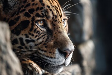 Obraz premium Portrait of a jaguar in a zoo