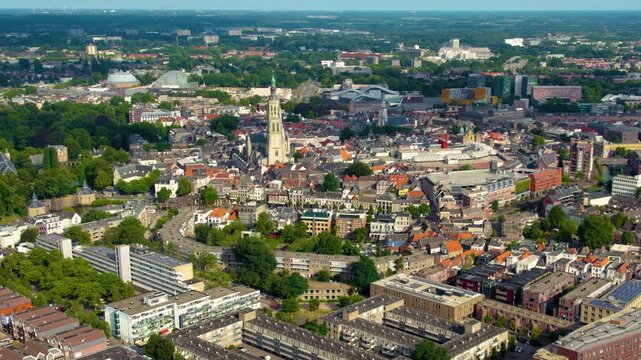Aerial view around the city Breda in netherlands on a sunny day in summer
