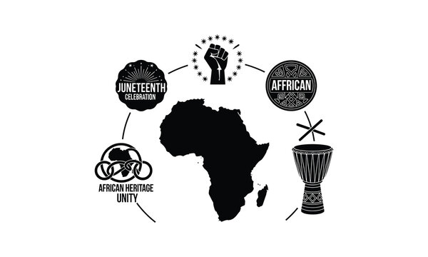 Juneteenth celebration african heritage unity vector silhouette illustration line art.