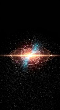 Abstract visualization of quantum duality showing the fundamental interplay between energy wave functions and localized particle states, futuristic, physics, modern