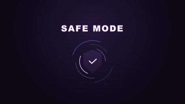 Safe Mode Digital Security Display with Animated Shield Icon