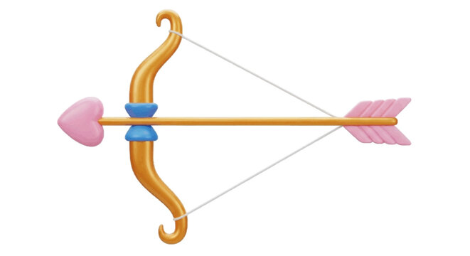 Vector illustration&nbsp;of cupids bow and arrow with heart tip on a transparent background