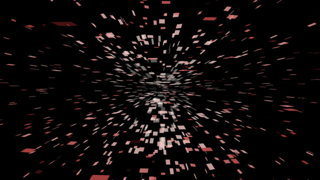 Explosion of red rectangles and squares on black background an abstract visual