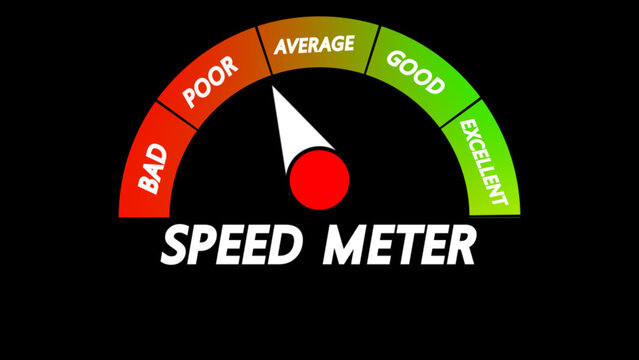 Performance meter gauge with bad to excellent scale a semi-circular
