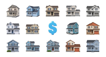 Fototapeta premium Vector illustration&nbsp;of set of various residential houses on a transparent background