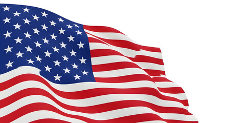 Obraz premium The American flag waving on a transparent background