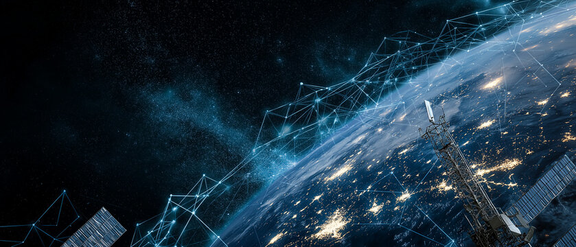 Global Communication Network and Internet Business Technology &ndash; Blockchain, Cryptocurrency and IoT Data Connectivity Concept