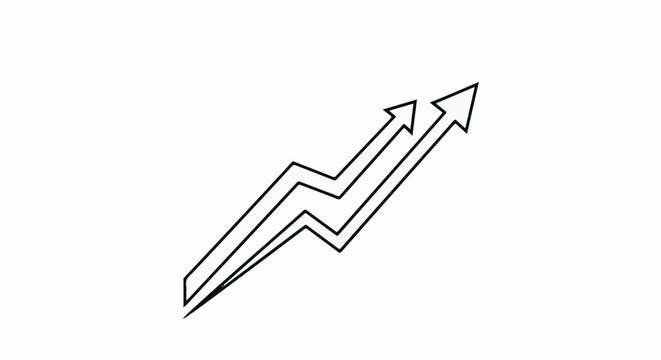 Three upward-trending zigzag arrows on white background