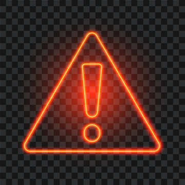 Danger warning triangle, neon sign, isolated, vector illustration.