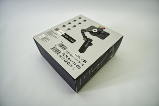 Suzano, Sao Paulo - Brazil - december 03, 2025: Gimbal stabilizer for smartphone in original box