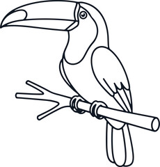 Fototapeta premium Toucan bird on branch line art vector illustration.
