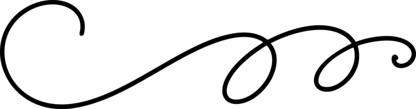 Elegant calligraphic vector divider swirl accenting decorative text element. Vintage flourish ornament for design projects on white background