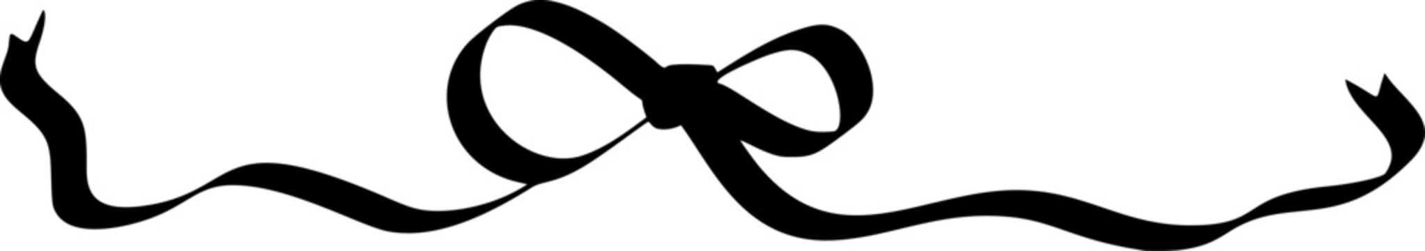 Black ribbon vector bow graphic design element creating decorative border for celebrating gifts and special events