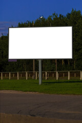 Fototapeta premium Background for design, white billboards on city streets and along roads in the summer day