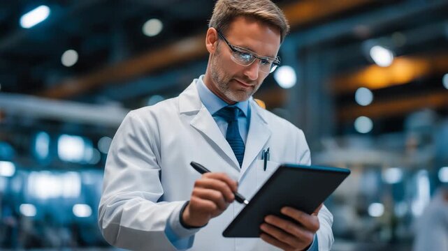 Laboratory manager implementing new documentation system for experimental procedures while research staff observe demonstration of digital record keeping on tablet devices, perfect