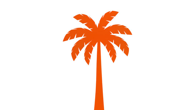 Isolated bright orange tropical palm tree icon simple graphic summer vacation travel symbol art
