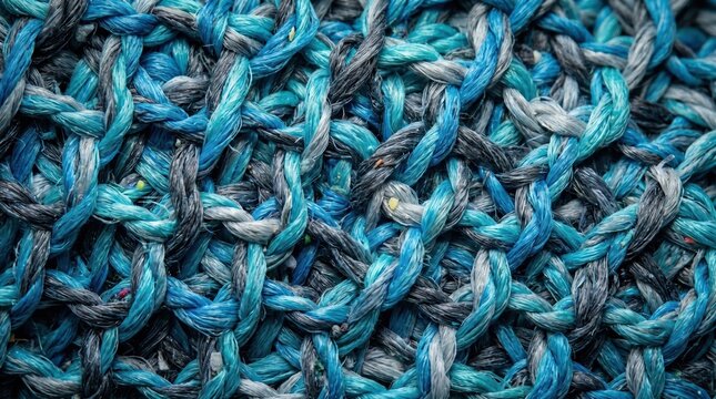 Close-up of a blue and gray knitted textile pattern