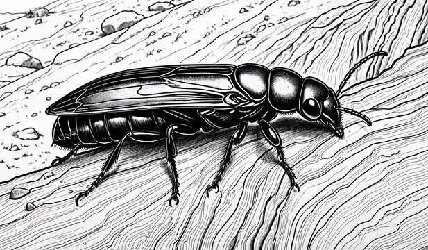 Click beetle stands out amidst  mist on mystical plateau 