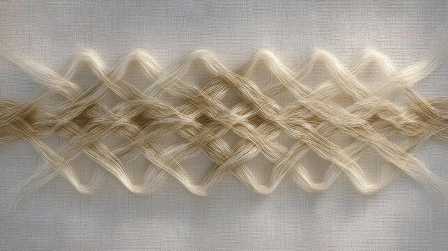 Close-up of a piece of fabric with a textured pattern. the fabric appears to be a light beige color and has a subtle sheen.