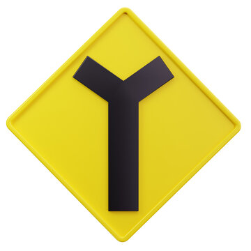 Y-intersection ahead 3d icon
