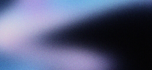 Obraz premium Abstract grainy gradient background with soft purple and blue light leaks. Minimalist blurred texture with dark shadows and film grain. Atmospheric ethereal backdrop for modern digital design.