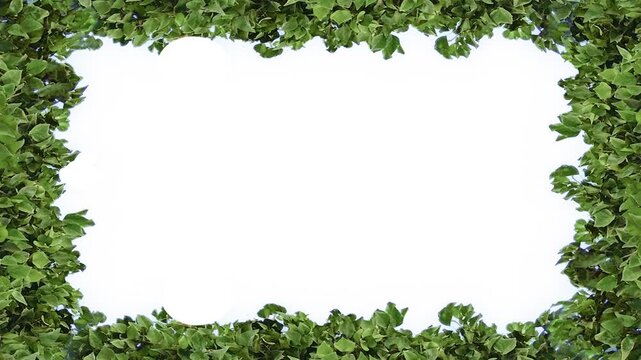 Blank white frame with green plants borders seamless stop motion technique looped animated video