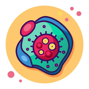 Cartoon Eosinophil Cell with Spiky Core