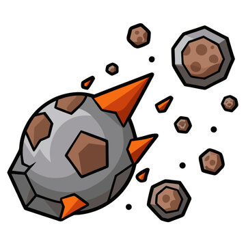 Cartoon Meteorites Swarming Through Outer Space