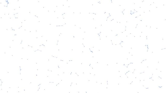 Abstract Geometric Blue Russian Ruble Symbol Forming and Dissolving on White Background, Animated Financial Currency Particles Network Motion Graphics Seamless Loop, 4K
