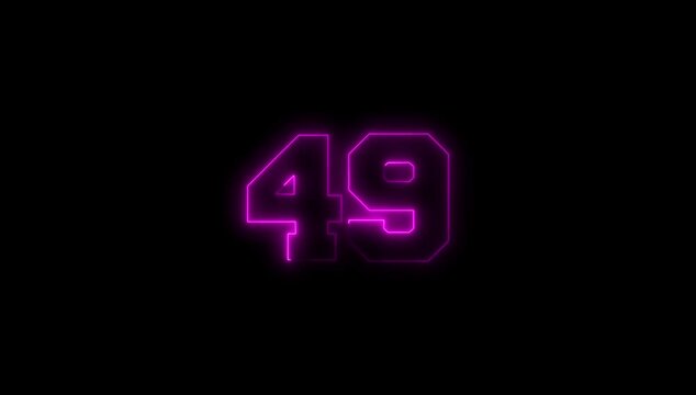 Number 49 Narrow Animation on Black Background