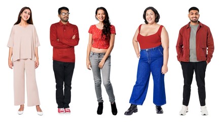 Fototapeta premium Diverse group in casual attire element set